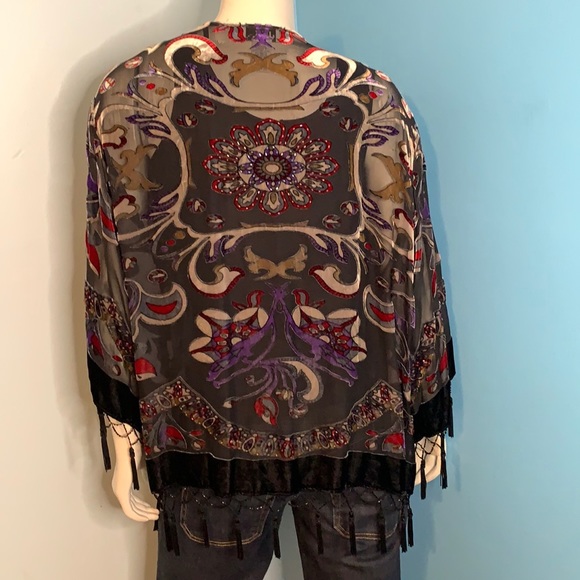 Beaded Boho silk blend, festival boho kimono - Picture 5 of 8